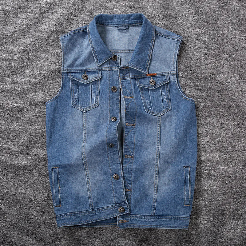 Large size men's denim vest plus size stretch sleeveless top loose waistcoat motorcycle waistcoat jacket 6XL 7XL 8XL men vests