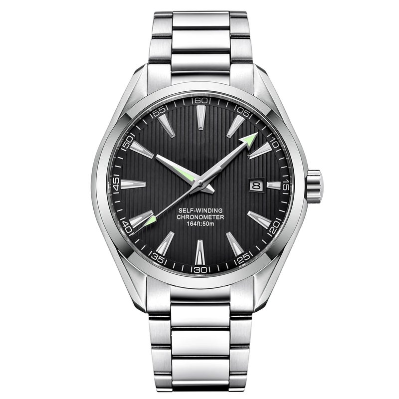 CUSTOM Logo Diy 41mm NH35 Mechanical Automatic Men's Sapphire Crystal Watch Luminous Markings Stainless Steel Waterproof Watches