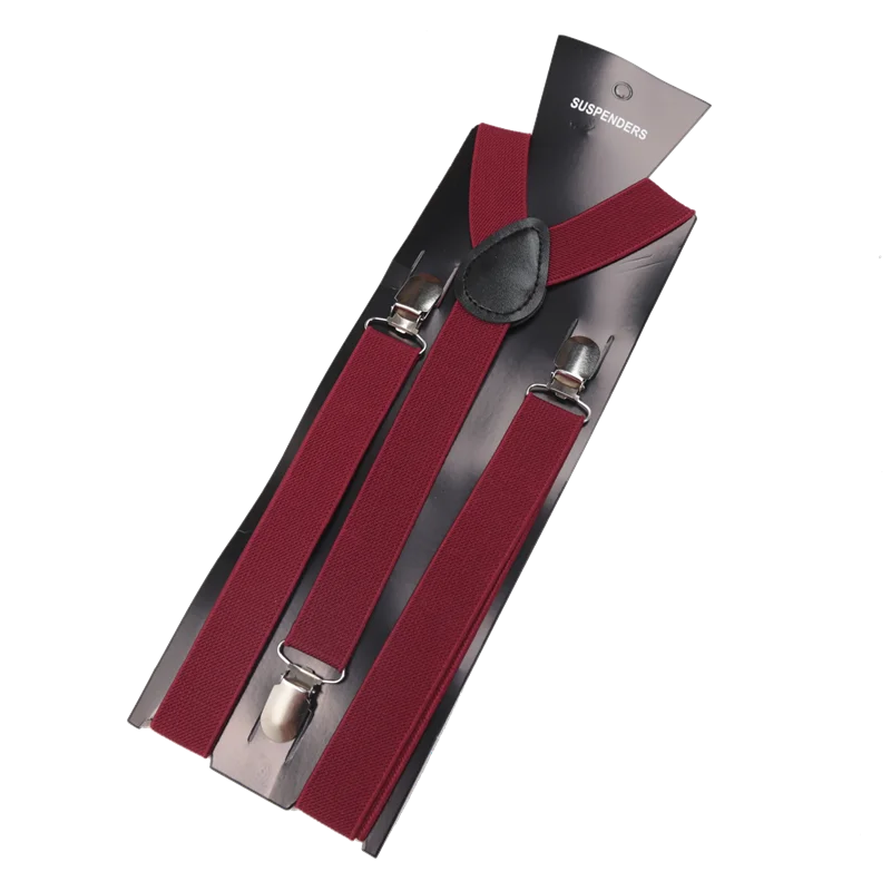 Unisex Elastic Leather Suspenders Braces Men Women Gift Black Blue Red Adjustable Straps for Wedding Suit Skirt Accessories