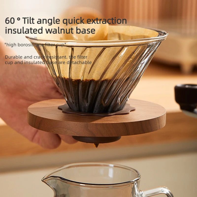 Glass Drip Coffee Maker,Diamond Design Glass Dripper and Filter Holder Manual Coffee Brewer for Home and Office