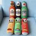 Simulated Beer Bottle Plush Dog Toy with Squeaky BB Sound Interactive Bite Resistant Pet Toy for Teeth Cleaning And Molar Relief