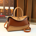 Cross-border contrasting splicing Boston handbag women's fashionable new retro women's large-capacity pillow bag