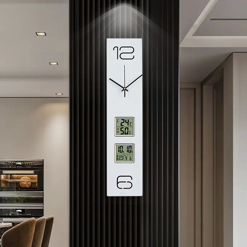 Large Wall Clock Room Modern Design Wood Silent Clock Ornaments for Home Interior Decoration Wall Clocks with Date Temperature