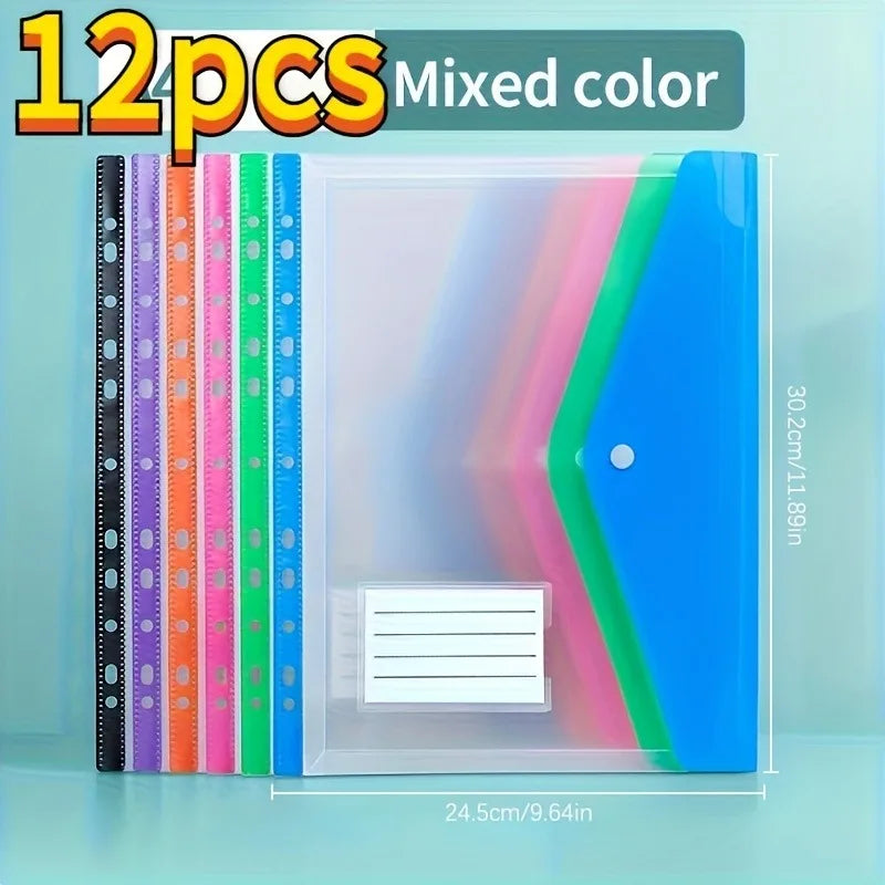 12 Pack A4 Expanding File Folders 11 Ring Binder Pockets Heavy Duty PP Plastic uses for school office document organizer