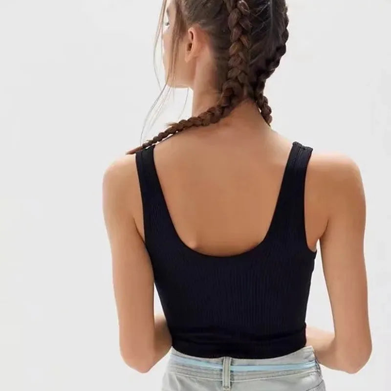 Women's Ribbed Bra Seamless Tank Top Comfort Sports Bralette Wireless Activewear Underwear Stretchy Vest Lingerie Intimates M-XL