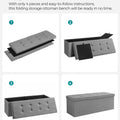 SONGMICS Storage Ottoman, Padded Foldable Bench, Chest with Lid, Holds up to 300 kg, for Bedroom, Hallway, Living Room