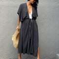 Swimsuit Cover Ups for Women Beach Cape Tunic Kimono Summer Belted Split Wrap Dresses Pareo Holiday Bathing Suits Factory Supply