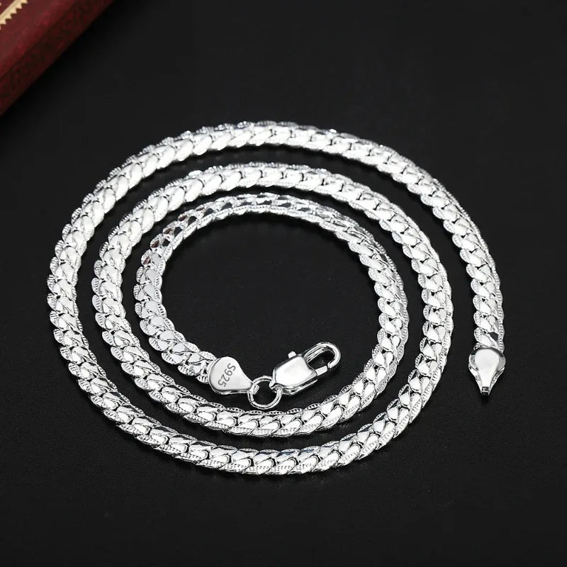 18K Gold/Silver Color 6mm Full Sideways Necklace 8/18/20/24 Inch Chain For Woman Men Fashion Wedding Engagement Jewelry Gifts