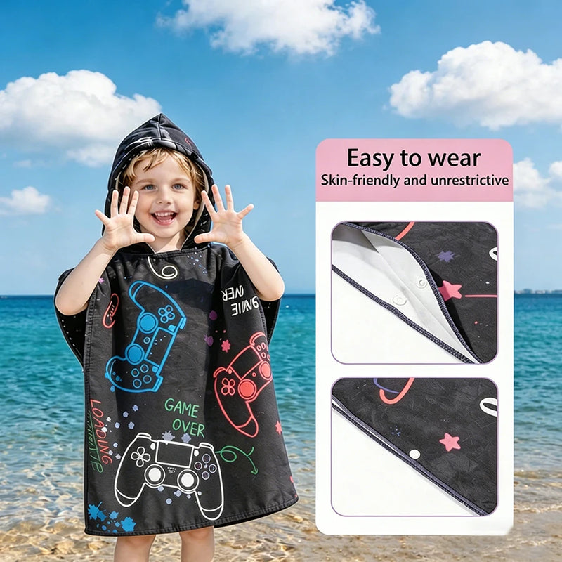 1Pc Baby Cartoon Bath Towel Colorful Game Print Cartoon Bath Towel Soft-Comfortable-Multifunctional Foldable Cartoon Toddler Towel Lightweight Pool Bath Beach Towel