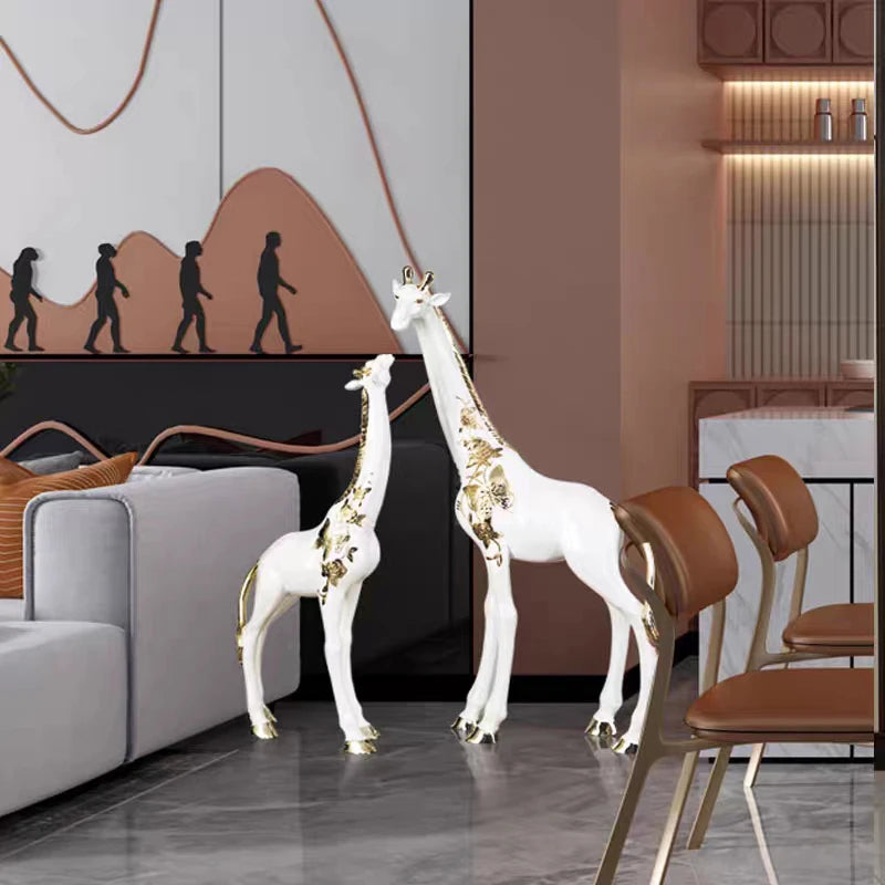 Nordic Room Decor, Giraffe Sculpture, Large Crafts, Floor Decoration, Creative Animal Statue, Resin Artwork, Home Decoration