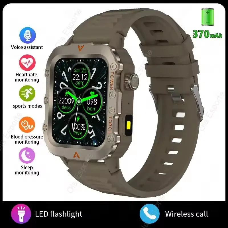 2026 New Rugged Military GPS Smart Watch Men Bluetooth Call Health Monitoring Sports 5ATM Waterproof Smartwatches Man Pk HW12
