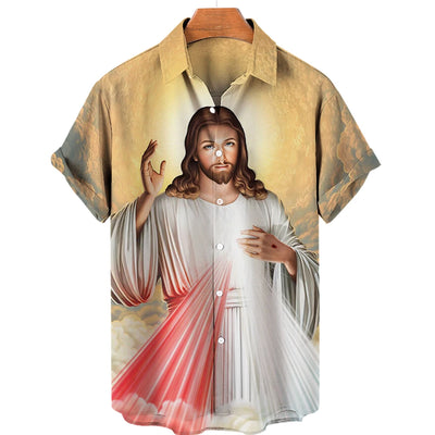 God Jesus Mary Hawaiian Shirts For Men's Crucified | SAMAG