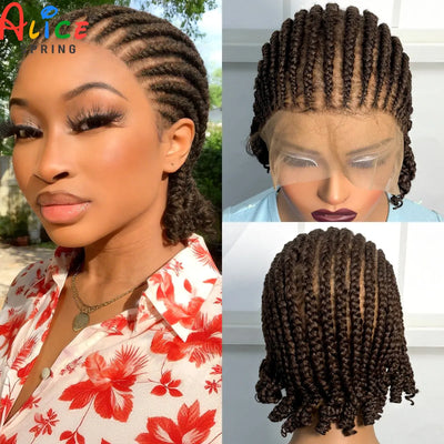 Short Ombre Cornrow Braided Bob Wig Synthetic Full Lace | SAMAG