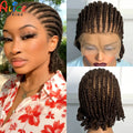 Short Ombre Cornrow Braided Bob Wig Synthetic Full Lace Braided Lace Wig with Baby Hair Knotless Handmade Braids Wigs for Women