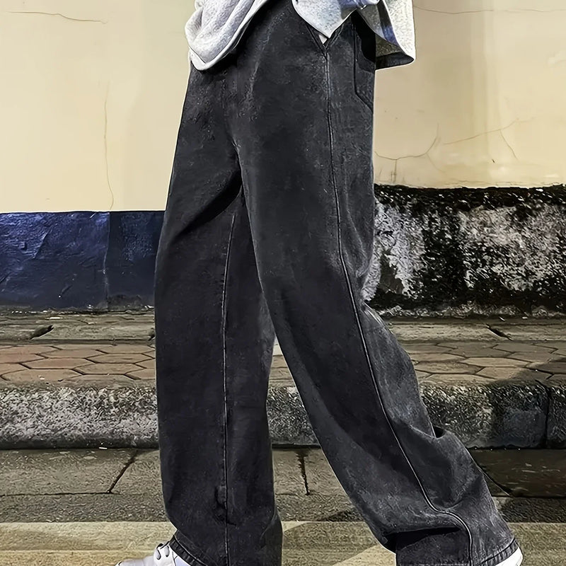 Men's Regular Fit Multi-Pocket Jeans Street Style Cotton | SAMAG