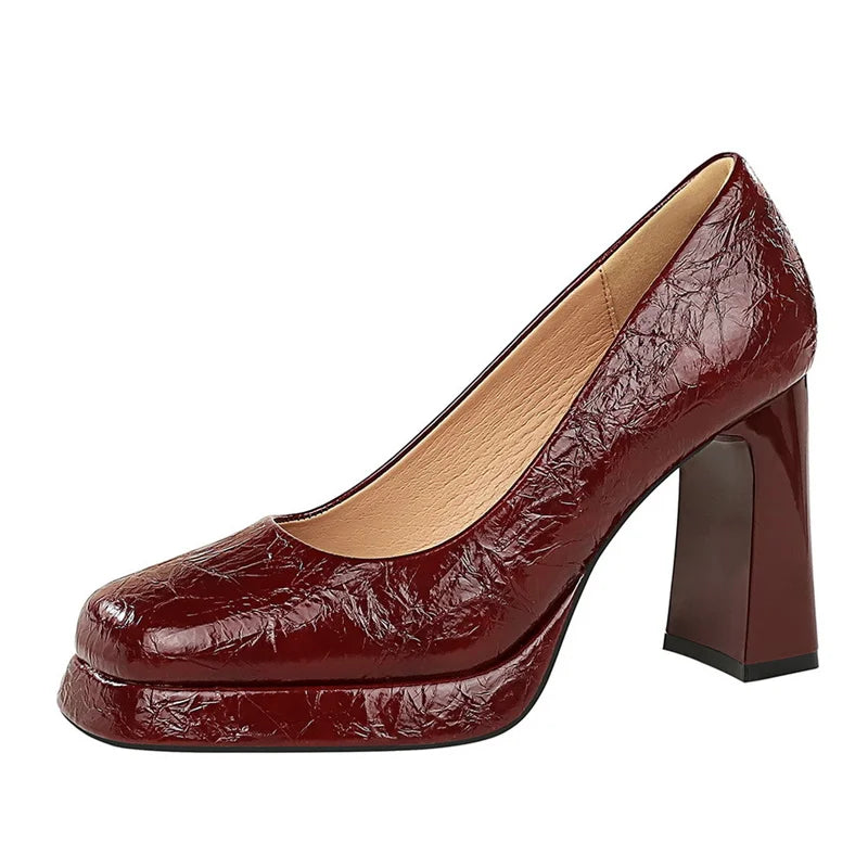 New Waterproof Table Square Toe Super High Heels Women Shallow Mouth Thick Heels Single Shoes Versatile Temperament High Heels