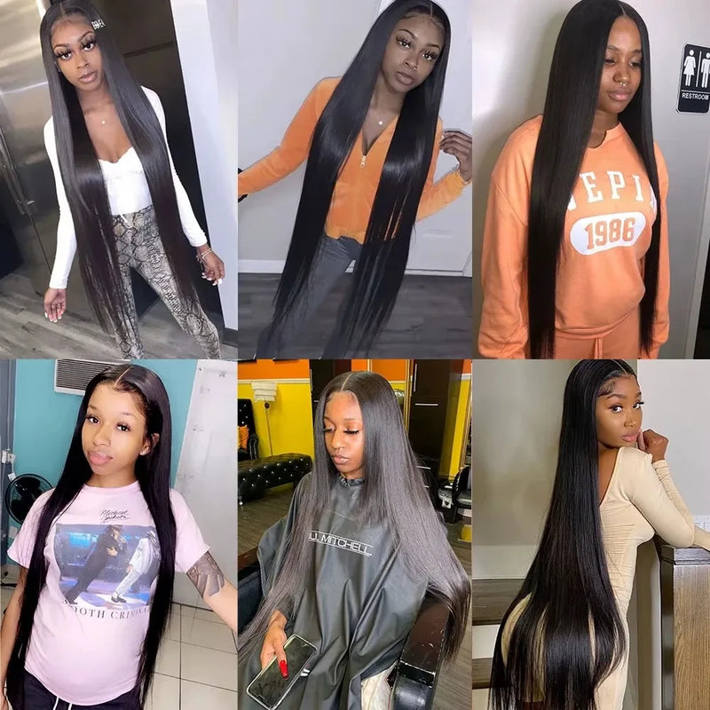 12A Bone Straight Double Drawn 100% Human Hair Bundles Weave Raw Virgin Hair Extensions #1B Natural Black Color Can Bleach For Women