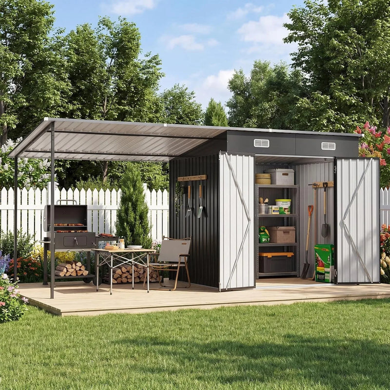 7x6 FT Outdoor Storage Shed & Hardtop Canopy Gazebo | SAMAG