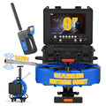 7mm 9" Pipe Inspection Camera with Trolley Pull Rod IP68 Sewer Pipeline Industrial Endoscope 512HZ Self-leveling Meter Counter