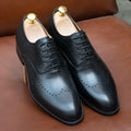 Classic Men's Real Leather Wingtip Oxford Dress Shoes Handmade Lace-Up Wedding Party Business Office Formal Footwear