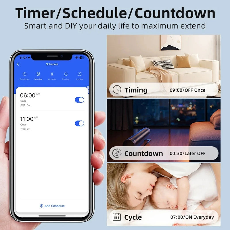 16A Wifi Mini Smart DIY Light Switch Works with Tuya Smart Life APP 2 Way Wireless Control Smart Home Alexa Alice Google Home