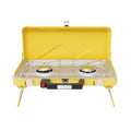 Portable Outdoor Gas Stove,Camping Stove 2 Burners 3500W with Windshield for Picnic,Camping,Family Dinner Yellow