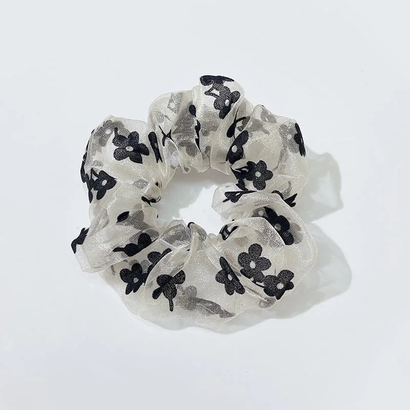 Fairy high-quality organza mesh yarn pleated flower large intestine hair ring tied hair head rope fashion hair accessories