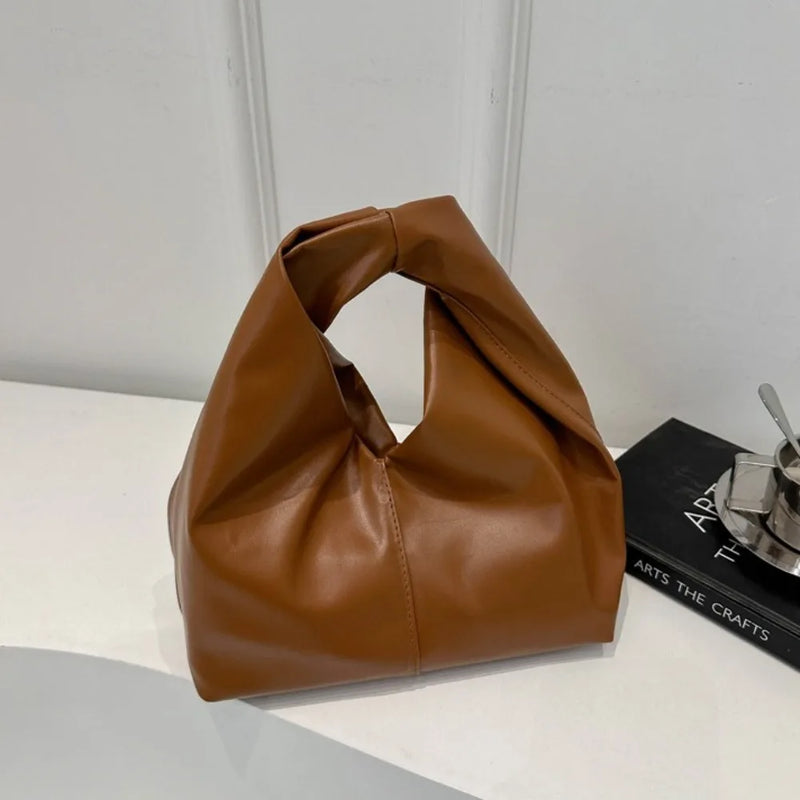 New PU Leather Tote Bags for Women Luxury Niche Design Hobo Bag Women Handbag Simple Pleated Stylish Clutch Bag