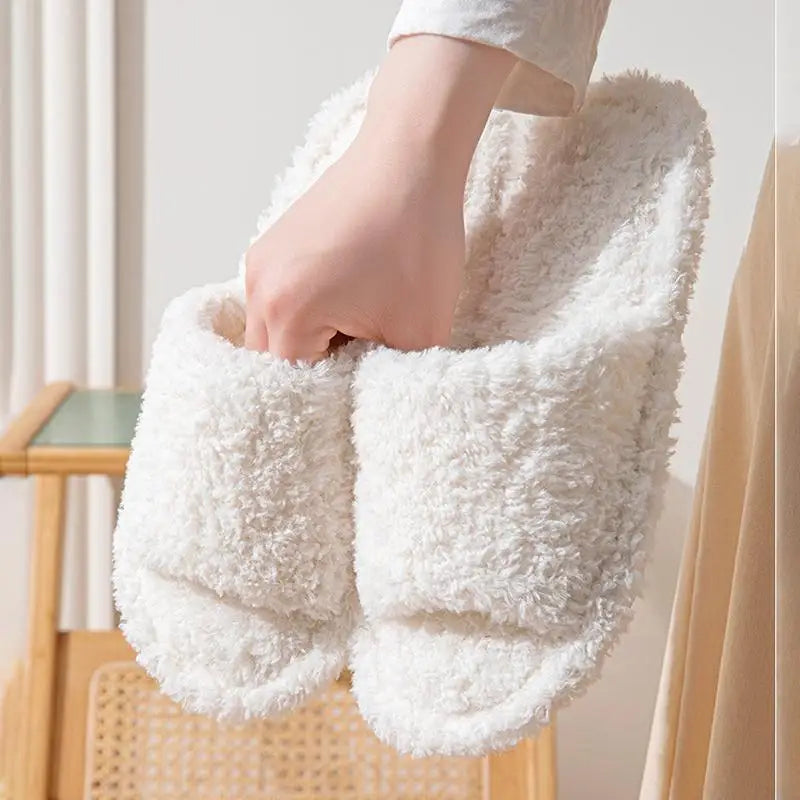 Casual Fluffy Women's Slippers Home Luxury Designer Woman Shoes Flats Fashion Fuzzy Fur Slides New Winter Plush Elegant Footwear