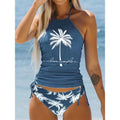 Sexy Solid Print Tankini Set Tied Halter Bikini Swimsuit | SAMAG