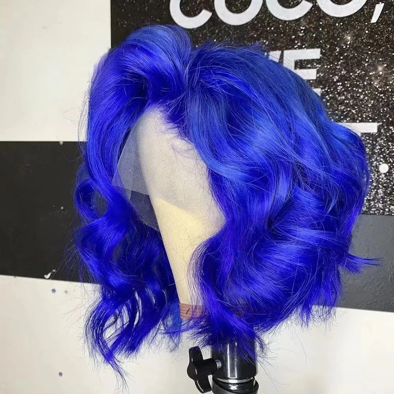 Hot Red Short Body Wave Lace Front Wigs 13x4 HD Bob Lace Wig Pre Plucked Glueless Synthetic Daily Wear Cosplay Heat Resistant