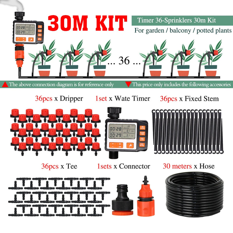 50-5M 1/4'' Hose Adjustable Drippers Automatic Watering Kit for Garden Greenhouse Home Outdoor Sprinkler Drip Irrigation System
