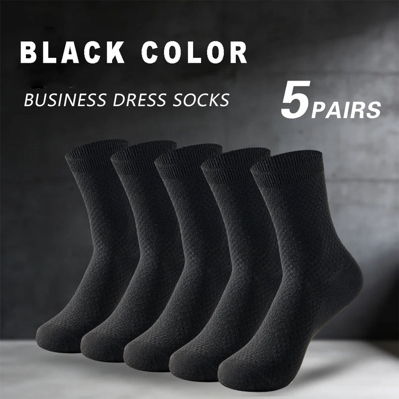 5 Pairs Bamboo Fiber Men's Socks Classic Business Crew | SAMAG