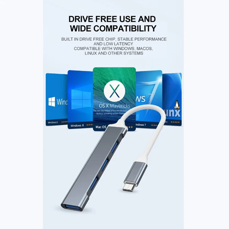 4 Port USB C Hub 3.0 Adapter OTG High Speed Splitter For MacBook Pro Air PC  Computer Accessories