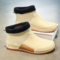 Men's Winter Fleece Lined Short Rain Boots Waterproof Non Slip Work Kitchen Safety Black Rubber Boots Thickened Shoe Bottom