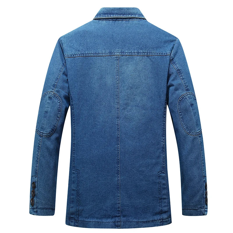 2026 Casual Suit Pure Cotton Denim Jacket Men's Spring-Autumn Mid-Age Loose Business Casual