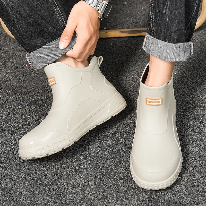 Unisex Short Outdoor Rain Boots, Anti-Slip Wear-Resistant Waterproof Shoes, Casual Wading Boots for Fishing & Work