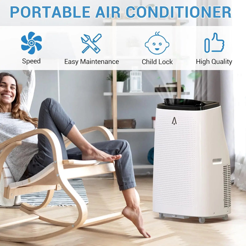Portable Air Conditioners, 15000 BTU Air Conditioner for 850 Sq. Ft, Dehumidifying & Fan, Quiet Operation and Easy Mobility, Remote Control for Home & Office, Black Top