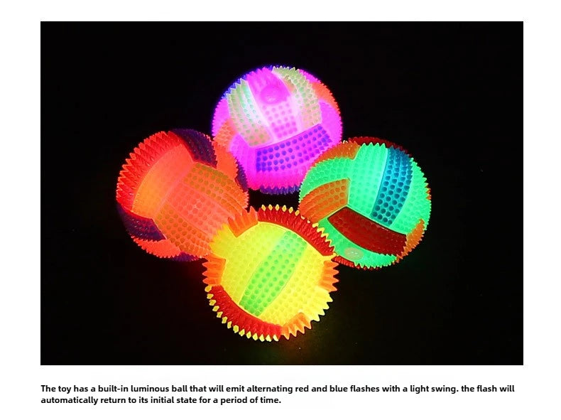Glowing Bouncy Ball with Whistle Sound Elastic Chew Toy for Dogs Teeth Cleaning Massage Ball Safe Pet Toys Stress Relief Gift‌