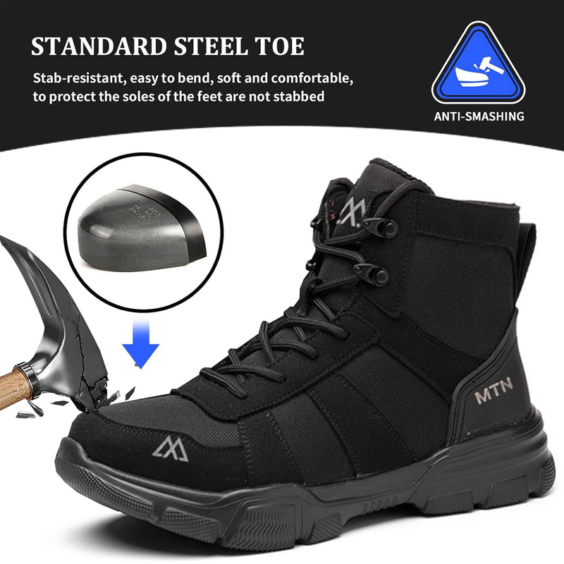 Lightweight Indestructible Steel Toe Safety Work Shoes Puncture Resistant Non Slip Tactical Work Sneakers for Men Women