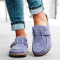 Evshine Women's Fashion Clogs Slippers with Adjustable Buckle Soft Insole Men Flat Mules Suede Beach Shoes Comfy House Slippers