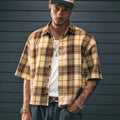 Men's College Style Casual Short Sleeved Checkered Shirt | SAMAG
