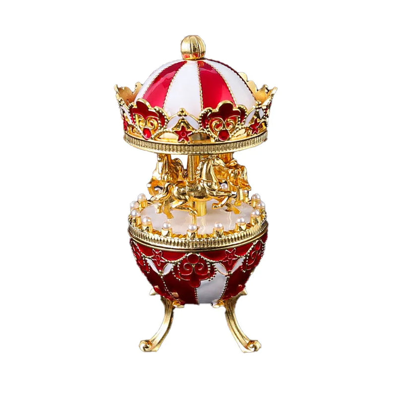 Cartoon Carousel Rotating Jewelry boxes Metal Jewelry Trinket Box for Anniversary Birthday Gift Home Decoration