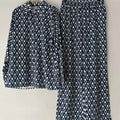 Retro geometric print lapel straight leg shirt two-piece set for 2026 spring women's clothing+loose wide leg pants fashion set