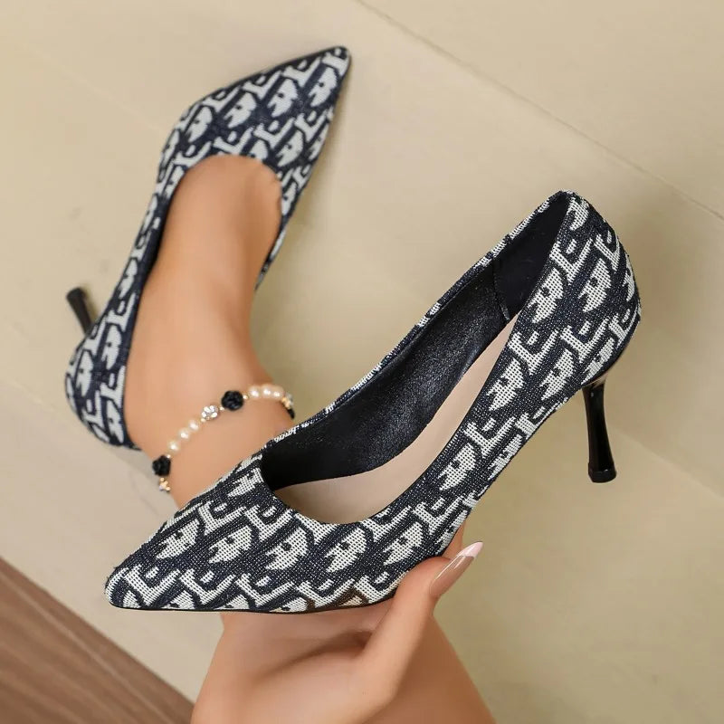 Spring Autumn New Simple Style Shallow Mouth Women's High Heel Shoes 2026 Fashion Pointed Toe Casual Thin Heel Women Single Shoe