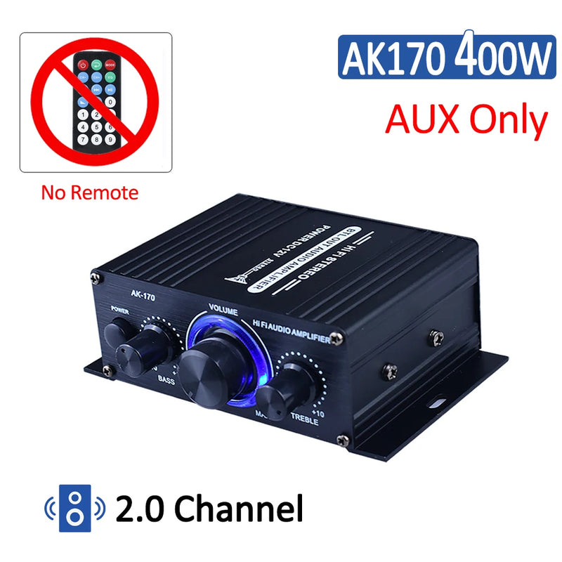 AK380/370/350 800W 12V HiFi Power Amplifier Home Karaoke Car Audio Power Amplifier Stereo BASS Speaker Class D Home Sound Amp