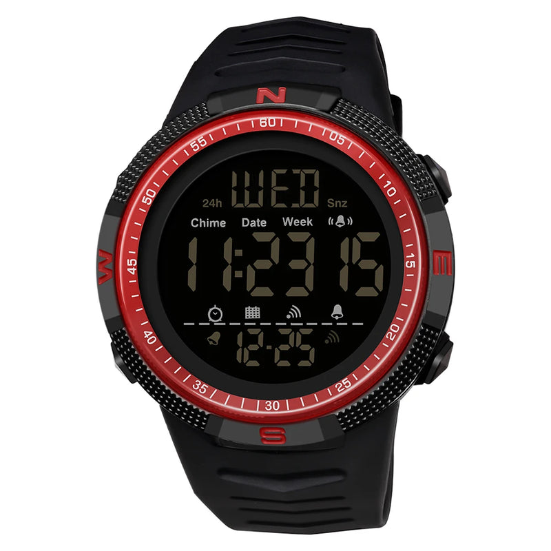 SANDA Fashion Men's LCD Digital Casual Date and Week Alarm Waterproof Sport Silicone Strap Military Electronic Watch
