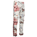Men Butterfly Print Denim Jeans Flower Pattern White | SAMAG