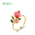 SANTUZZA Real 925 Silver Ring For Women Cute Fruits Blueberries & Pomegranate Birthday Gifts Delicate Fine - Visuel 7 | SAMAG