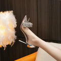2024 Spring and Autumn New Transparent High Heels Women's Stiletto Heels Pointed Toe Bow Fashion Sexy Single Shoes for Women